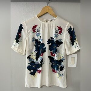 Erdem Armilla Silk Top Sz 4 Floral Designer Blouse As Is Read Description